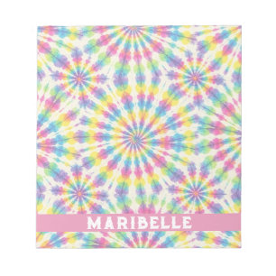 Bloc-notes personnalisé tie dye arc-en-ciel psyché