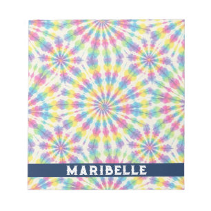 Bloc-notes personnalisé tie dye arc-en-ciel psyché
