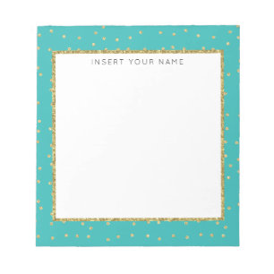 Bloc-notes personnalisé Turquoise et Parties scint