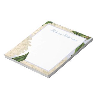 Bloc-notes personnalisé vintage blanc Hydrangea