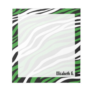 Bloc-notes personnalisé Zebra Print Green
