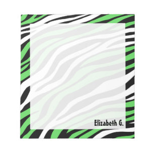 Bloc-notes personnalisé Zebra Print Lime Green Mix