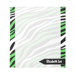 Bloc-notes personnalisé Zebra Print Lime Green Mix