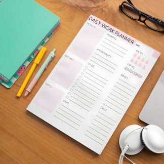 Bloc-notes Pink Daily Work Planner