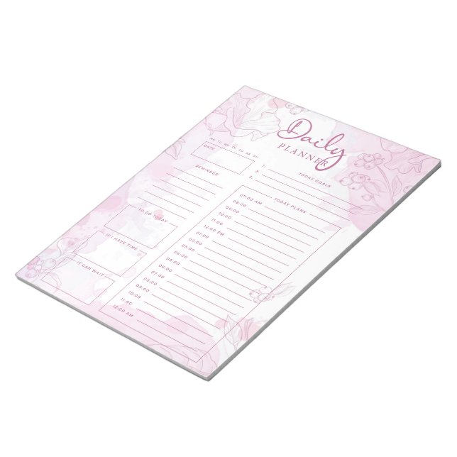 Bloc-notes Pink Watercolor Daily Planner (Incliné)