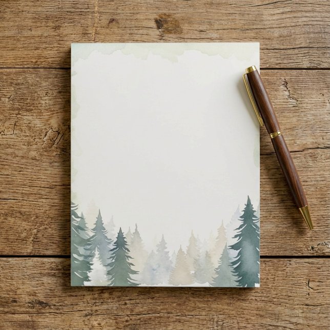 Bloc-notes plaine de pins verts à thème hivernal (Winter themed green pine trees plain notepad)