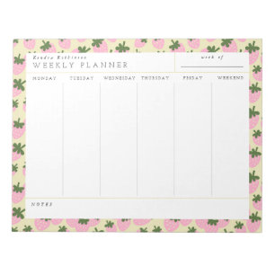 Bloc-notes Planificateur Hebdomadaire aux Fraises 