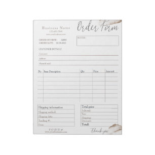 Bloc-notes pour bon de commande rose rose or
