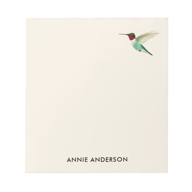Bloc-notes pour colibri à gorge rubis personnalisé (Devant)
