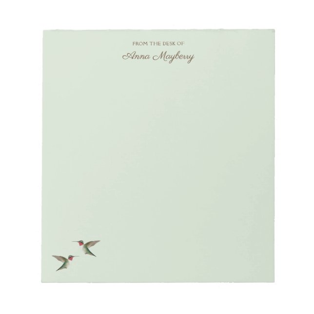Bloc-notes pour colibri vert pâle personnalisé (Devant)