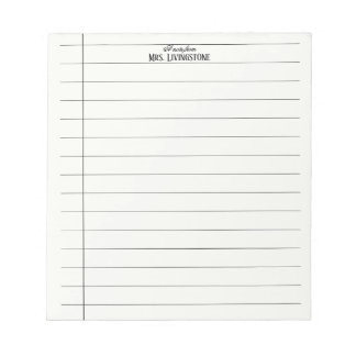 Bloc-notes pour enseignant à lignes simples