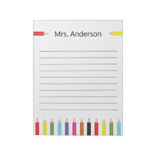 Bloc-notes pour enseignants au crayon arc-en-ciel
