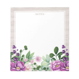 Bloc-notes pour illustrations florales violettes l