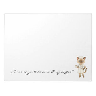 Bloc-notes pour infirmière avec un mignon café pou