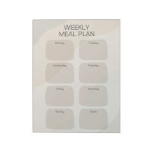Bloc-notes pour le régime de repas hebdomadaire Bo