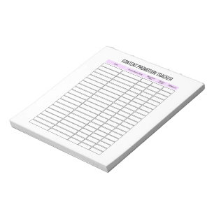 Bloc-notes pour le suivi de la promotion de conten