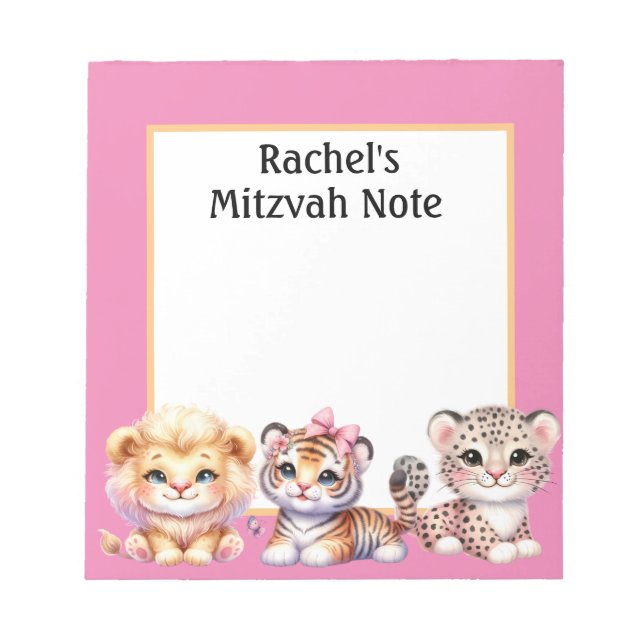 Bloc-notes pour les notes de Mitzvah des filles av (Devant)