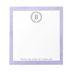 Bloc-notes pour monogramme de couronne violette