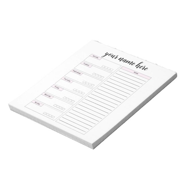Bloc-notes pour planificateur hebdomadaire personn (Tourné)