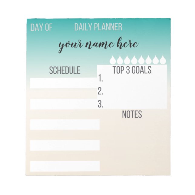 Bloc-notes pour planificateur personnalisé turquoi (Devant)