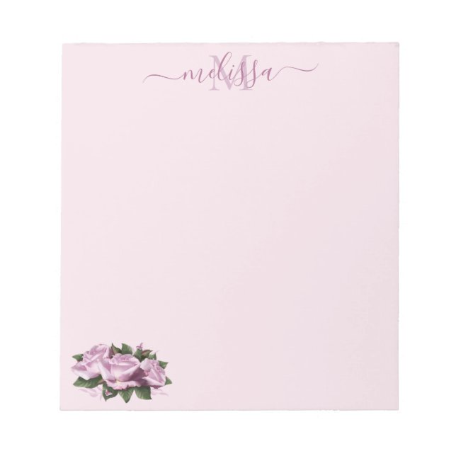 Bloc-notes pour Rose de lavande Pastel Monogram (Devant)