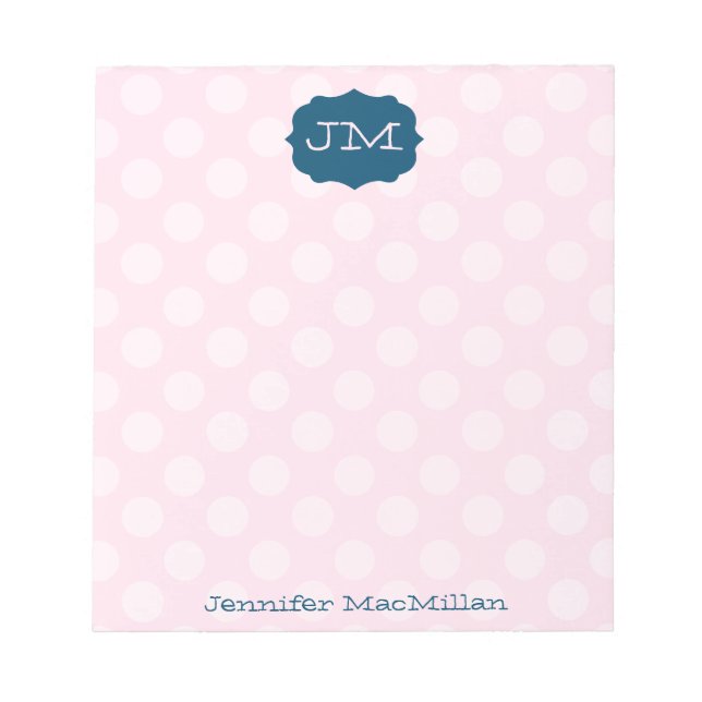 Bloc-notes préppie monogramme, Pink & Navy, (Devant)