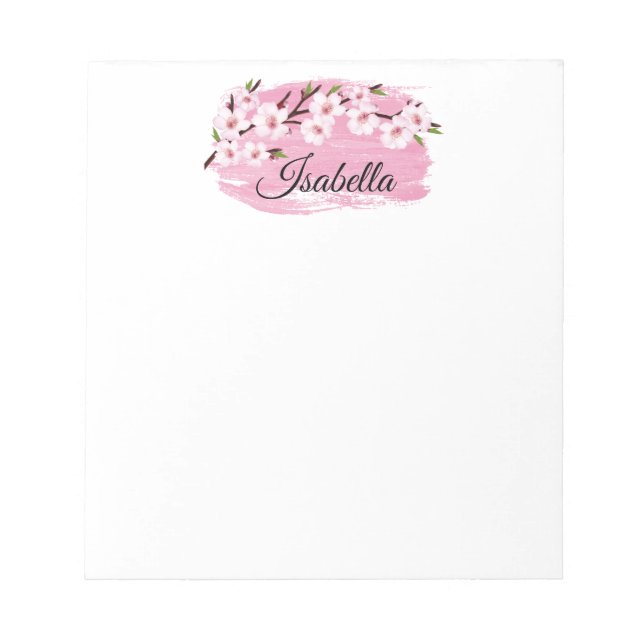 Bloc-notes rose en fleur de cerisier (Devant)