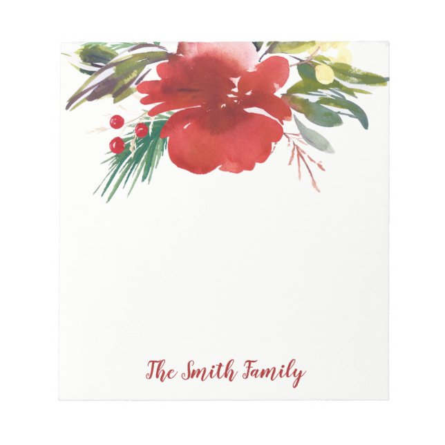 Bloc-notes rouge Aquarelle Noël (Devant)