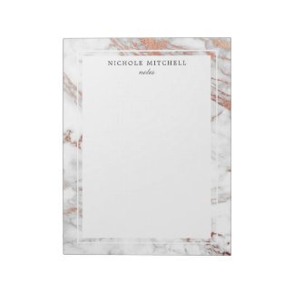 Bloc-notes simple en marbre blanc et or