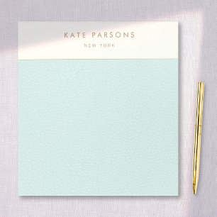 Bloc-notes simple et élégant en cuir bleu pastel