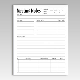Bloc-notes simple pour les notes de réunion