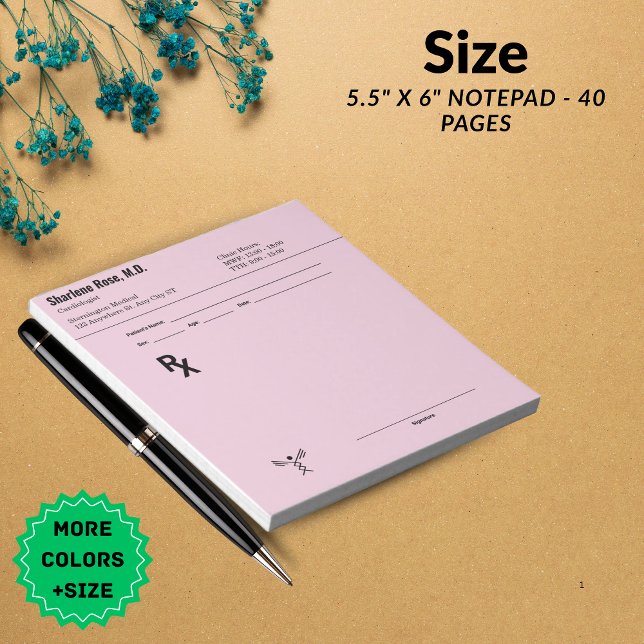 Bloc-notes sur ordonnance personnalisé - RX pour m (Minimalist Custom Prescription Notepad – Editable RX Pad)