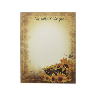 Bloc-notes tournesol et papillons