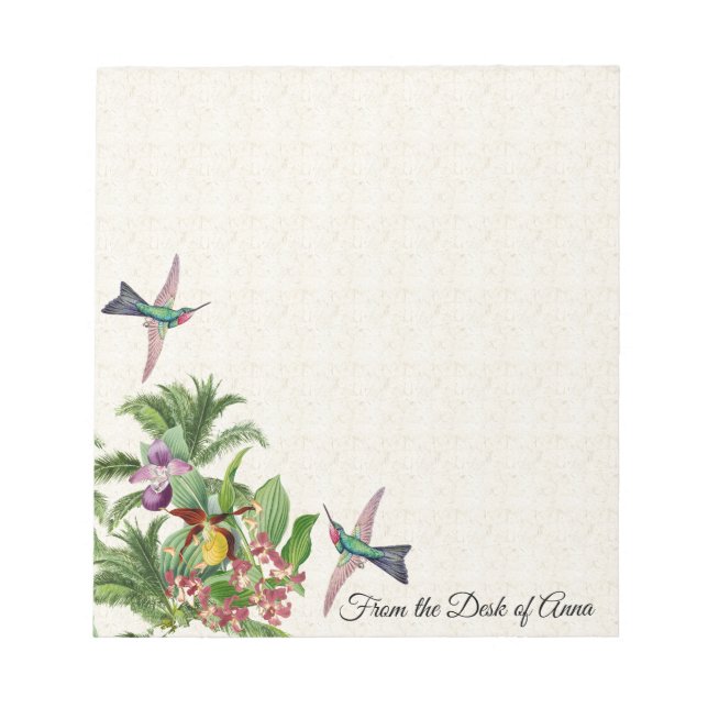 Bloc-notes Tropical Hummingbird Birds Orchid Flowe (Devant)