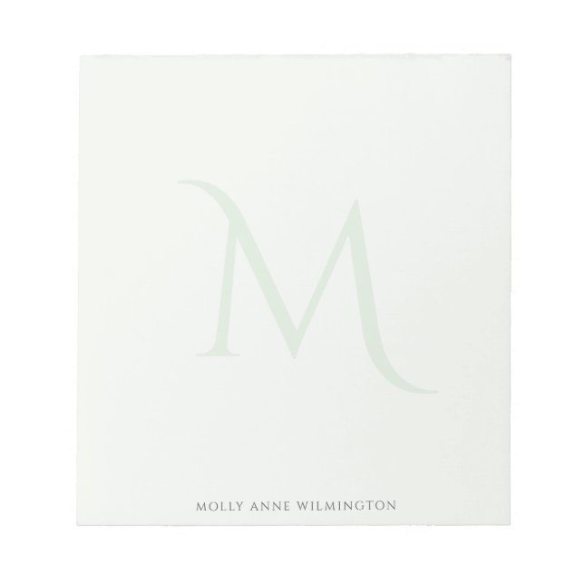 Bloc-notes vert clair Fade Monogramme moderne (Devant)