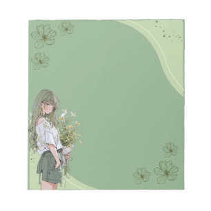 Bloc-notes vert simple Anime Boho