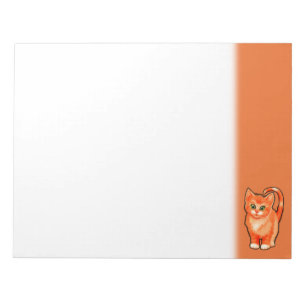 Bloc-notes vierge avec motif de chaton roux.