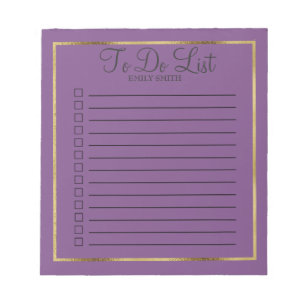 Bloc-notes violet pourpre et or personnalisé à fai