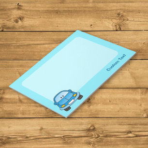 Bloc-notes voiture dessin animé bleu