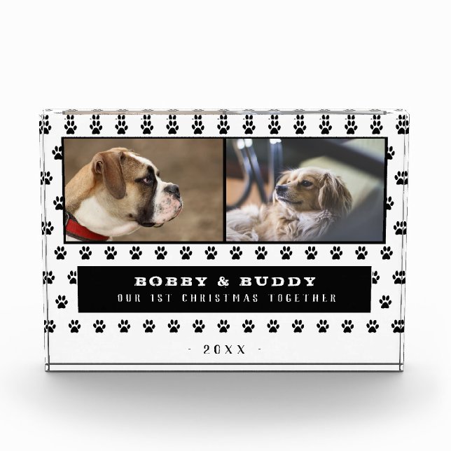 Bloc Photo 1Noël Ensemble Deux Chiens Paw 2 (Devant)