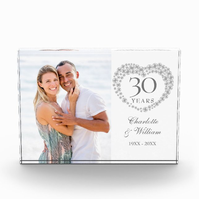 Bloc Photo 30e anniversaire Mariage moderne Pearl Heart (Devant)