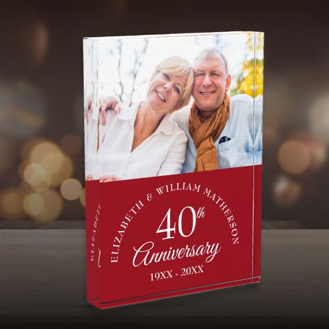 Bloc Photo 40e anniversaire de mariage Rubis (40th Ruby Wedding Anniversary Photo Block)