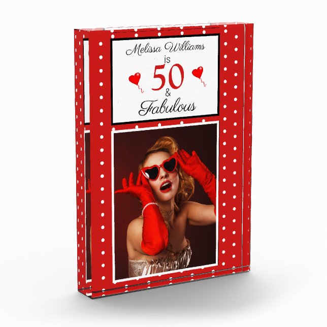Bloc Photo 50 & Fabulous Personal 50e anniversaire White Red  (Gauche)