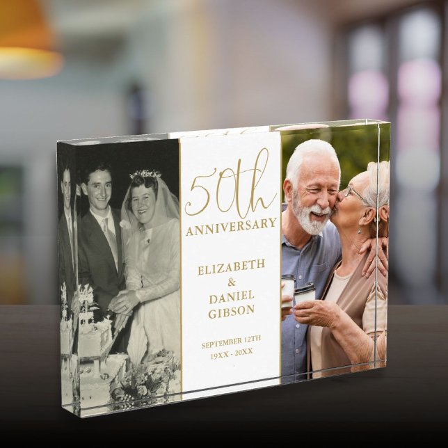 Bloc Photo 50e anniversaire du Mariage d'or 2 (50th Wedding Golden Anniversary 2 Photo Block)