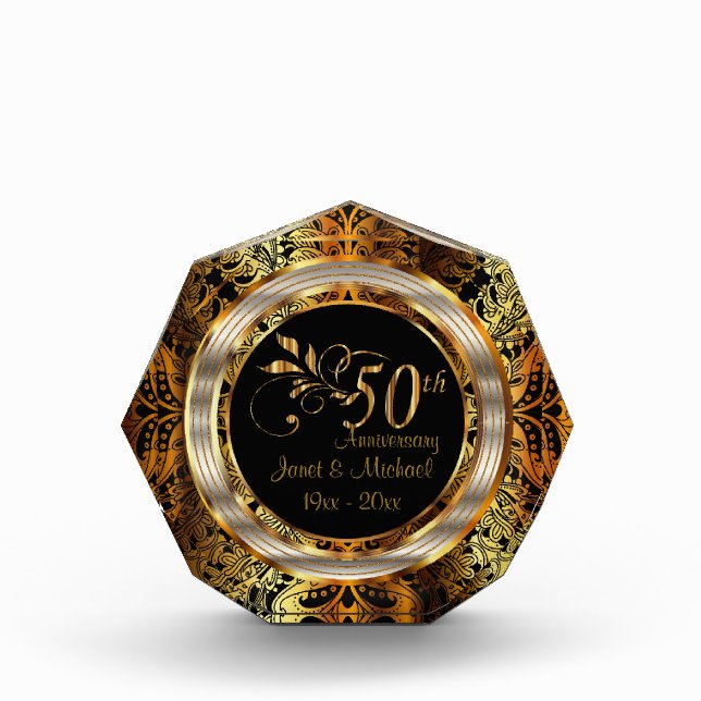 Bloc Photo 50e anniversaire du Mariage Gold Paisley (Devant)