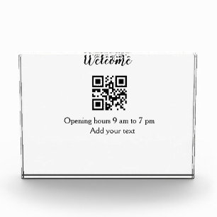 Bloc Photo Accueil simple ouverture bienvenue code barre QR a