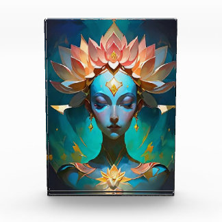 BLOC PHOTO AFFICHE D'ART SPIRITUEL DÉESSE MEDITATION LOTUS