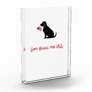 Bloc Photo American Flag Black Lab Dog God Bless États-Unis