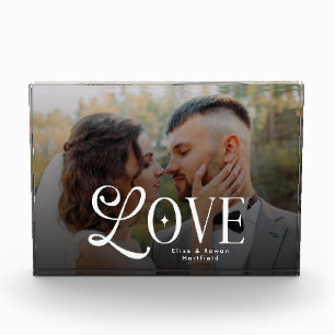 Bloc Photo Amour Moderne Monogramme de mariage personnalisé p