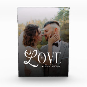 Bloc Photo Amour Moderne Monogramme de Photo de Couple de Mar